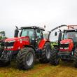Massey Ferguson tractors with trailed forage harvester.